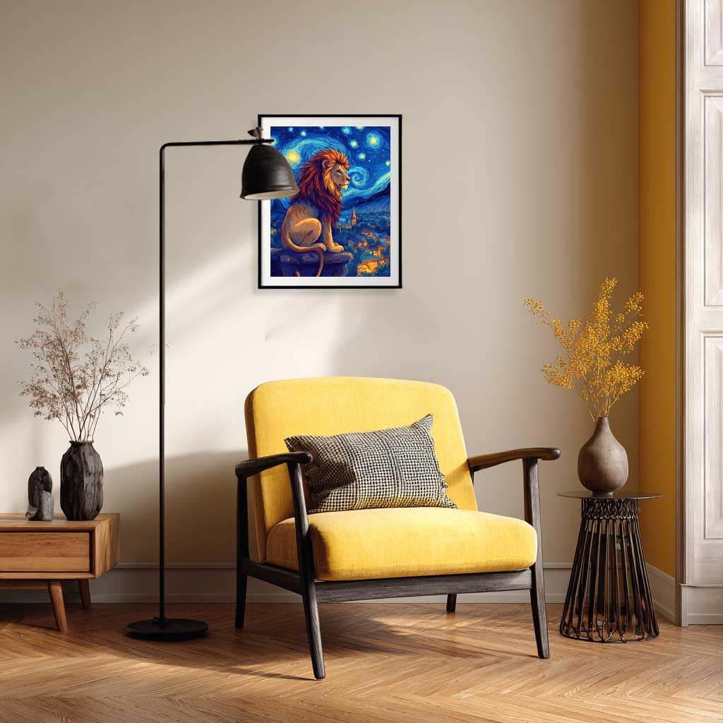 Cawpom Starry Night Animal Paint by Number, Lion Paint by Numbers Kit for Adults, Lions Acrylic Painting, Wild Animals Poster for Home Wall Art(16x20inch, No Frame) Cawpom