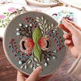 Louise Maelys Embroidery Starter Kit Full Range of Stamped Cross Stitch Kits for Beginner Including Cloth with Pattern,Embroidery Hoop,Color Threads