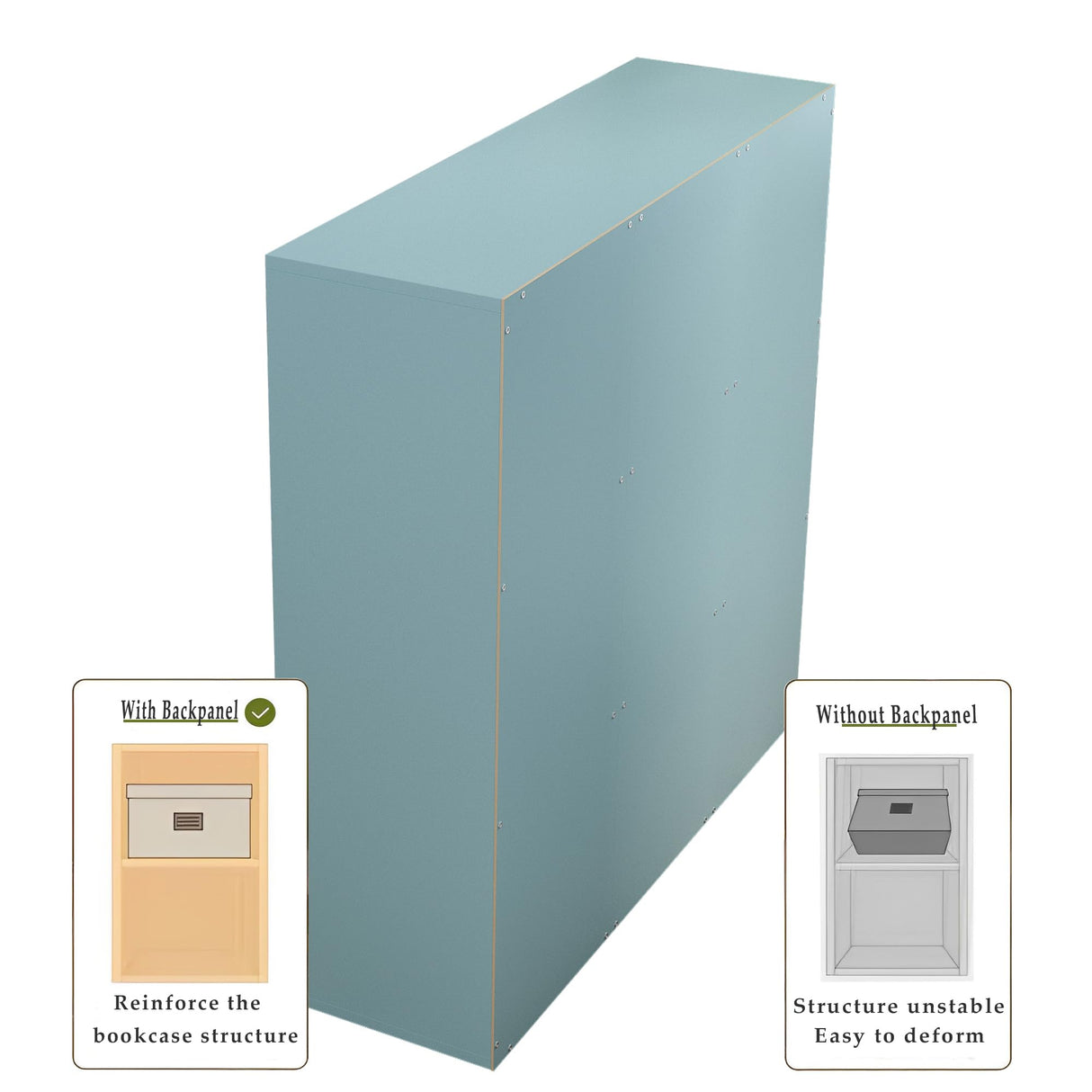 OSCHF 9-Cube Storage Shelf Bookcase - Wooden 3-Tier Floor Standing Open Bookshelf for Home and Office, Display Cabinet, Light Blue OSCHF