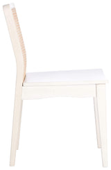 SAFAVIEH Home Collection Benicio White/Natural Rattan Dining Chair (Set of 2) DCH1005B-SET2 Safavieh