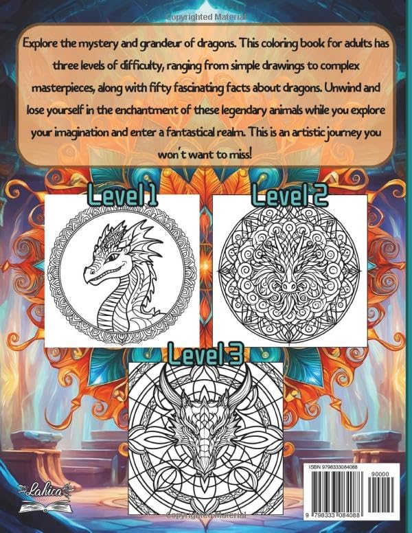 Dragon Mandala Coloring Book: Unleash the Magic of Mythical Creatures - 50 Intricate Mandalas and Fascinating Dragon Facts, Perfect for Adult and Teen Colorists and Fantasy Enthusiasts