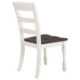 Coaster Home Furnishings - Madelyn - Wood - Set of 2 Farmhouse Dining Side Chairs with Ladder Backs, Saddles, Scooped Seats and Turned Legs - Dining Room - Coastal White and Dark Cocoa - 110382 Coaster Fine Furniture
