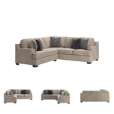 Signature Design by Ashley Bovarian Casual L-Shaped 2-Piece Sectional with Loose Seat Cushions and 5 Accent Pillows, Light Brown Signature Design by Ashley