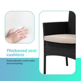 Ruesleag Patio Furniture 3 Pieces Outdoor Wicker Patio Furniture Conversation Set Patio Set Bistro Table Set for Backyard Porch Poolside Garden Balcony Lawn,Glass Coffee Table &RattanChairs Set,Black Ruesleag