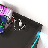 Hlivelood 8 Drawer Dresser with LED Light and Charging Station, Modern Chest of Drawers for Closet, Wide Drawer Organizer Cabinet for Bedroom, Living Room, Entryway, Hallway(Black) Hlivelood