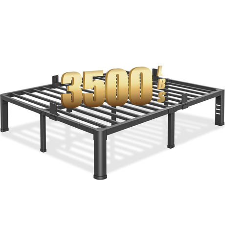 14 inch King Size Bed Frame with Round Corner Legs and Headboard Hole Mattress Slide Stopper 3500 lbs Heavy Duty Metal Platform,Steel Slat Support,No Box Spring Needed,Easy Assembly,Noise Free Yitong Angel