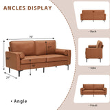 FEISHOMINOO 70" Mid-Century Modern Loveseat, 3-Seater Suede Leather Sofa Couch with Comfy Upholstered Cushions/Pillows, Deep Seat Tufted Sofas for Living Room Bedroom Apartment (Brown) FEISHOMINOO