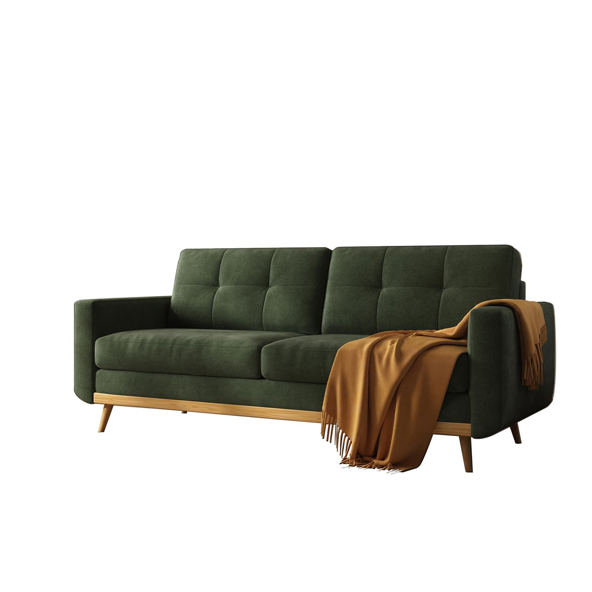 67.7” Loveseat Sofa, Mid Century Modern Decor Love Seat Couches for Living Room, Button Tufted Upholstered Small Couch for Bedroom, Solid and Easy to Install Love Seats Furniture (Green, 67.7inch) WoodArtSupply