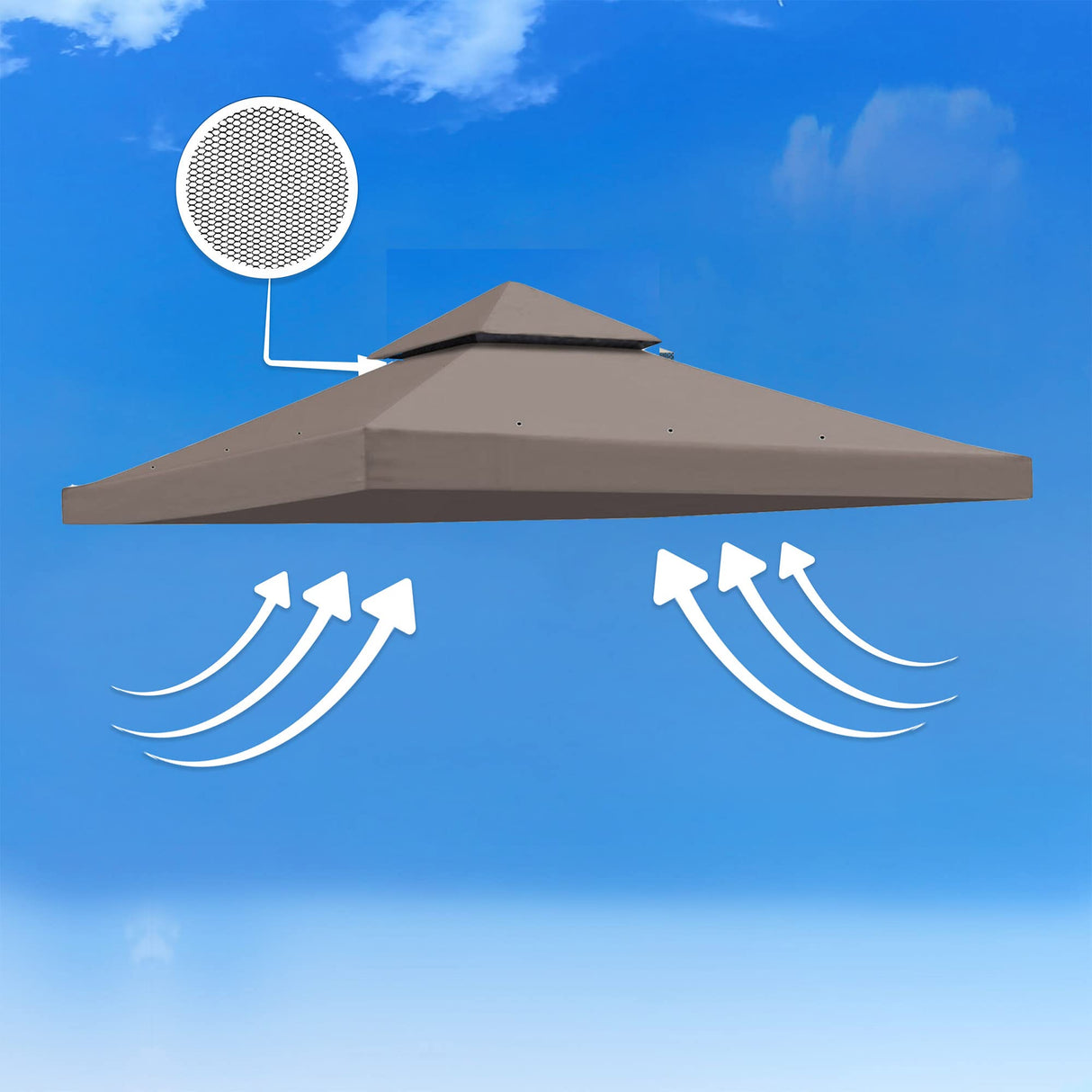 TGEHAP 10'x 10' Replacement Canopy Top Cover for Dual Tier Gazebo Outdoor Tent, Cover Only (Taupe) TGEHAP