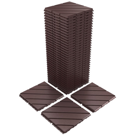 VANCASTLE Interlocking Floor Tiles, 12" x 12" Outdoor Flooring，All-Weather Waterproof Deck Tiles for Patio/Poolside/Garage/Gym, 1 Sq Ft Coverage per Tile, Easy to Install, Dark Brown/36 Pack VANCASTLE