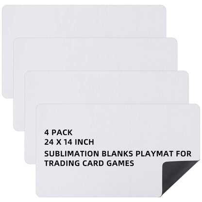 4 Pcs Card Game Mats 14 x 24 Inch Playmat Sublimation Blanks Playmat Smooth Card Playing Mat for Board Games, and Collectible Card Playing (White)