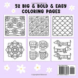 Comfy Patterns: Coloring Book for Adults and Kids, Bold and Easy, Simple and Big Designs for Relaxation Featuring Lovely Cozy Pattern and Mandala (Bold & Easy Coloring) Coco Wyo LLC