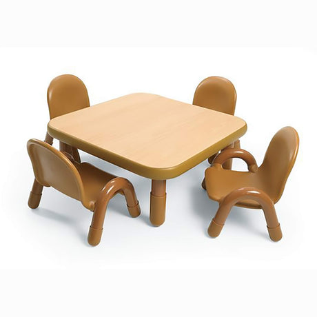 Children’s Factory Baseline Toddler Square Table and Chairs Set, Natural Wood – Includes One 30”, 12” High Square Table and Four 5” High Chairs – Durable, Lightweight, Easy to Move Children's Factory