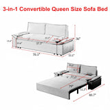 UPYOOE 70.1" Futon Sofa Bed Queen Size, Pull Out Bed, 3-in-1 Convertible Sleeper Sofa with 2 Soft Pillows, Modern Velvet Futon Couch for Living Room, Small Space, Apartment, Bedroom, Beige UPYOOE
