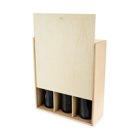 Twine Paulownia Wood Wine Large Gift Box, Festive Wine Wooden Box, Wine Boxes for Gifts, Wood Box, Wine Bottle Gift Box, Wine Storage, Wine Bottle Box, Wine Accessories, Fits 3 Standard Wine Bottles Twine