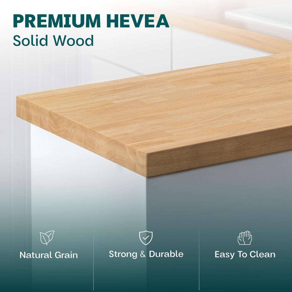 Bme Hevea Solid Wood Butcher Block Table Top, Desk top, Unfinished Butcher Block Countertop for DIY Desktop/Kitchen Countertop, 4ft L x 30"W, 1.5in Thick Bme