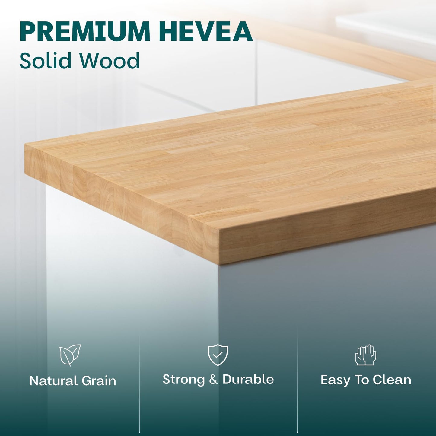 Bme Hevea Solid Wood Butcher Block Table Top, Desk top, Unfinished Butcher Block Countertop for DIY Desktop/Kitchen Countertop, 4ft L x 30"W, 1.5in Thick