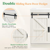 AMERLIFE 61" Farmhouse Double Bathroom Vanity with Sink Combo, Dual Basin Bathroom Storage Cabinet with Sliding Barn Doors & Drawers, Large Double Bath Vanity Sink Set, Rustic White AMERLIFE