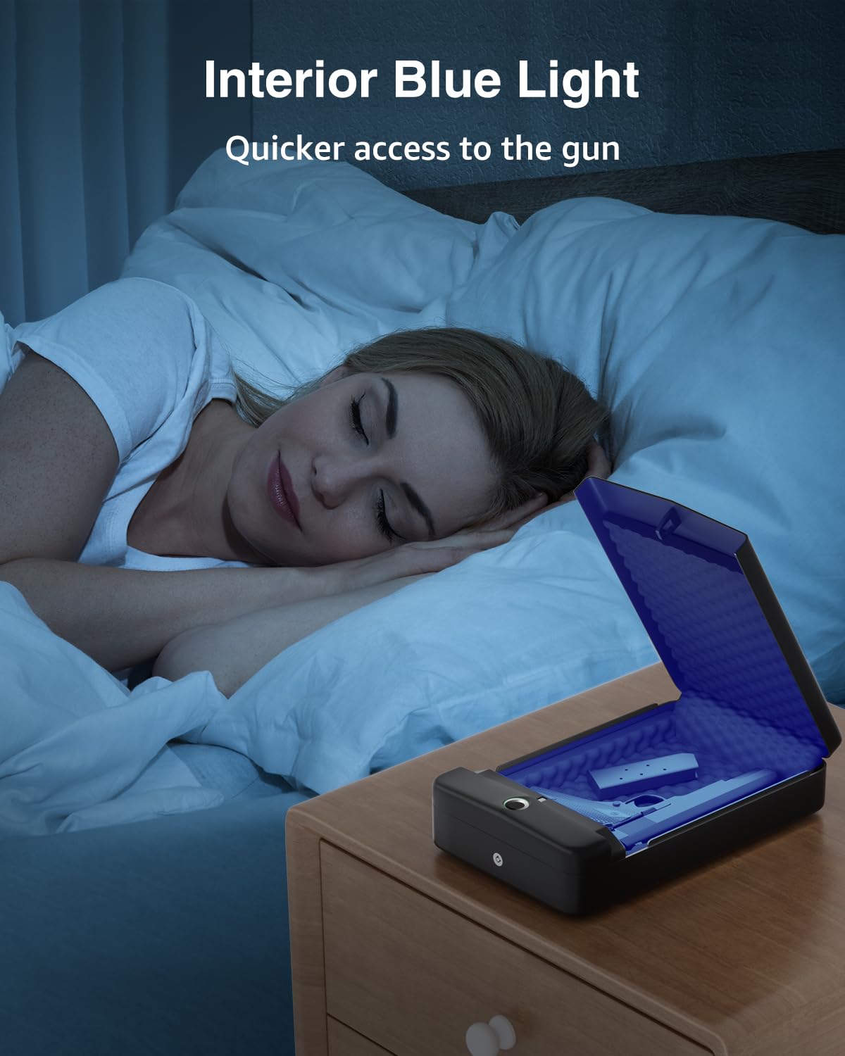 Gun Safe, Small Pistol Safe Biometric Gun Safe for Handgun, Portable Fingerprint Quick Access Gun Lock Box for Car Travel Nightstand Bedside SOOWAY