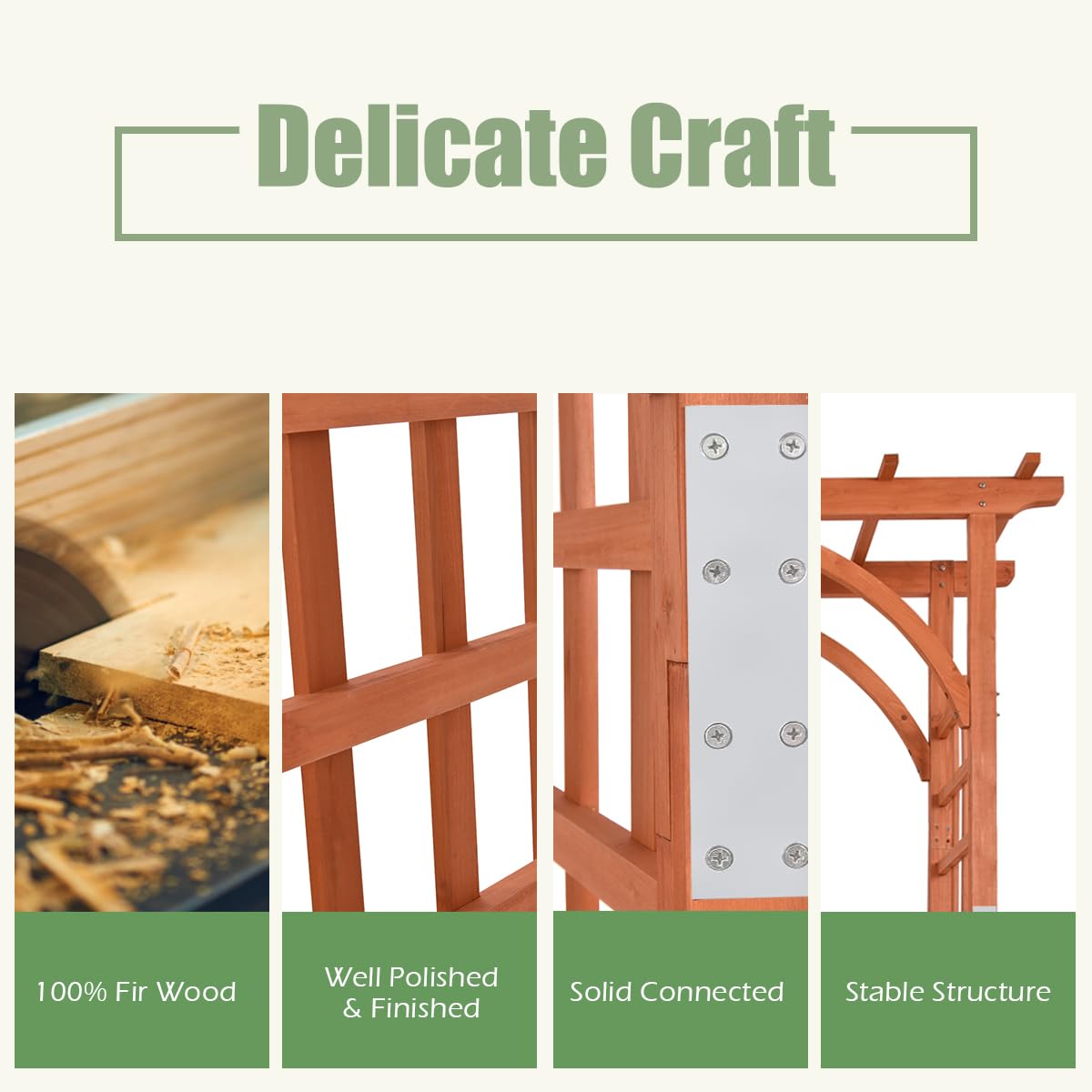 Happygrill Wood Garden Arbor， 85 Inch Wedding Arch Garden Archway Pergola, Garden Arch Trellis for Climbing Plants, Wedding Ceremony Decoration, Lawn, Parties HAPPYGRILL