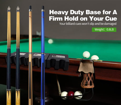 LFSEMINI Pool Cue Holder, 4-Cue Portable Pool Stick Holder for Table, Weighted & Durable Billiard Cue Holder, Mini Stick Holder for Pool Cues, Pool Cue Holder Claw(4 CUE Black) LFSEMINI