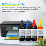 Universal Dye Ink Refill Kit for HP Canon Epson Brother Lexmark Samsung Dell Kodak Inkjet Printers 4 Color Set Compatible Cartridges Refillable Cartridge CISS CIS System with 4 Syringes,400ml DLMELHOR