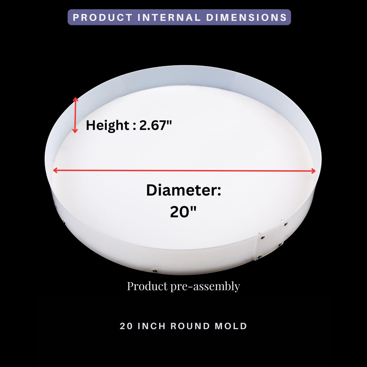 Resin Mold Large Round Deep -Kalinta 24inch Reusable Epoxy Round Molds for Resin Clock, Serving Tray Board, End Table，Floral Preservation Bouquet Kalinta