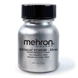 Mehron Makeup Metallic Powder | Metallic Chrome Powder Pigment for Face & Body Paint, Eyeshadow, and Eyeliner .5 oz (14 g) (Silver) Mehron