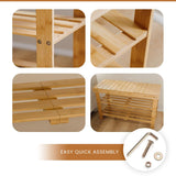 Leaf & Grain Bamboo Shoe Rack - Shoe Storage Bench for Front Door Entrance - Entryway Bench with Shoe Shelf, Shoe Storage Organizer, Wooden Shoe Rack, Durable Shoe Bench for Home (Natural) Leaf & Grain