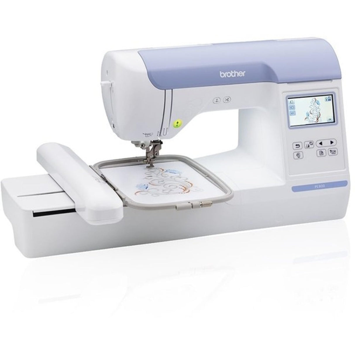 Brother PE800 Embroidery Machine, 138 Built-in Designs, 5" x 7" Hoop Area, Large 3.2" LCD Touchscreen, USB Port, 11 Font Styles Brother