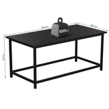 SAYGOER Coffee Table Black Coffee Tables Modern Simple Rectangular Center Table for Living Room Home Office Minimalist Industrial Living Room Table, 39.3D x 19.7W x 17.7H, All Black SAYGOER