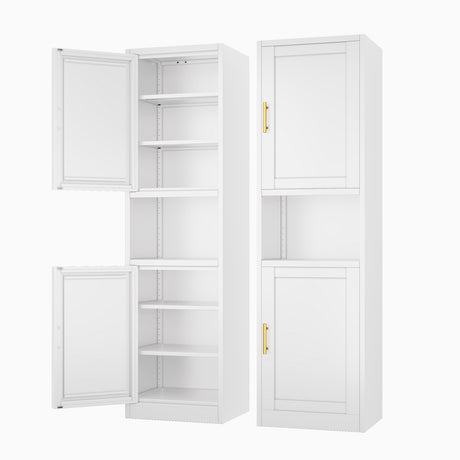 Ckzbx Tall Narrow Storage Cabinet 66.93" H Tall Bathroom Cabinets Metal Pantry Cabinet, 4 Adjustable Shelves for Kitchen, Home Office, Living Room, Dinning Room (16 inches Wide White) Ckzbx