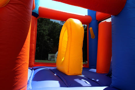 16x12FT Commercial Grade Bounce House Castle Inflatable, (Heavy Duty PVC), (1100w Blower)- 2 Slide, Ball Pit, Basketball Hoop, Obstacle - Bouncy House for Big Kid 5-12, Outdoor Party Toy Pool Backyard Okayego