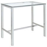 Coaster Home Furnishings - Tolbert - Glass & Metal - 47-Inch Rectangular Bar Table with Tempered Glass Top and Chrome Legs - Dining Room & Home Bar - Chrome - 104873 Coaster Home Furnishings