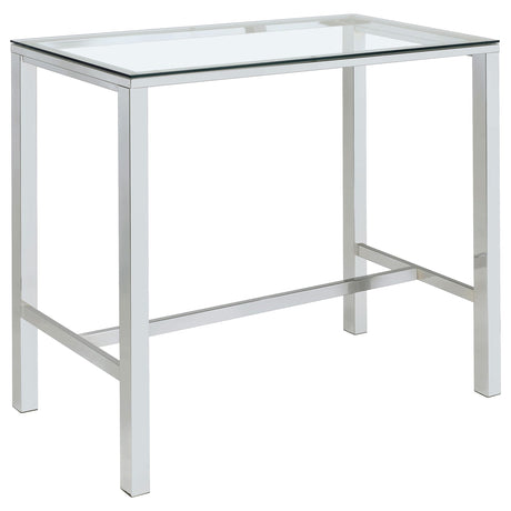 Coaster Home Furnishings - Tolbert - Glass & Metal - 47-Inch Rectangular Bar Table with Tempered Glass Top and Chrome Legs - Dining Room & Home Bar - Chrome - 104873 Coaster Home Furnishings