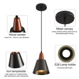 IHENGYANLT 2 Pack Pendant Lights, Black Pendant Lights Kitchen Island,Wood Dome Minimalist Industrial Ceiling Hanging Lights for Kitchen Island, Barn, Dining Room, Living Roo m, Bedroom IHENGYANLT