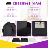 TYBOATLE 66" Sofa Couches Set of 2, Black Leather Loveseat w/ 2 USB Charging Ports & Pillow, Modern Love Seats and Armchair, Small 2 Seater Couch for Living Room, Small Spaces, Office, Bedroom TYBOATLE