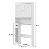 furomate Over The Toilet Storage Cabinet with Barn Doors, 32.3''W Free Standing Toilet Storage Shelf Space Saver with Adjustable Bottom Bar, White furomate