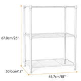 M MZG 450 lbs Wire Storage Shelving 3-Tier Utility Shelving Unit Steel Organizer Wire Rack for Home,Kitchen,Office,White (11.8" D x 17.7" W x 26.3" H) M MZG