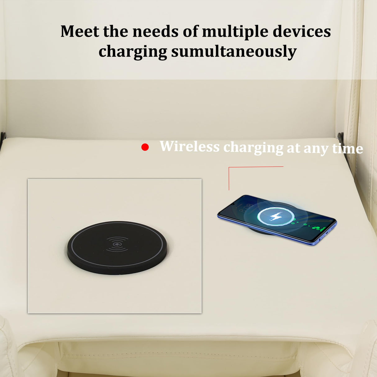 Plithzy Breathable Leather Power Recliner Sofa Set 3 Piece Living Room Furniture Electric Reclining Leather Couches with Cup Holders, LED Light, USB Port and Storage for Home Theater (Cream White) Plithzy