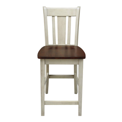 International Concepts San Remo Stool Barstool, Antiqued Almond/Espresso - WoodArtSupply