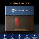SCULPFUN iCube Pro 5W Laser Engraver, Laser Engraver and Cutter Machine with Smoke Filter Temperature Alarm, Portable Laser Engraving Machine for Wood, Metal and Acrylic, 130 x 130 mm SCULPFUN