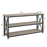IDEALHOUSE 55 Inch Entryway Table, Narrow Long Console Table with Storage, 3 Tier Wood Sofa Table for Living Room, Industrial Behind Couch Table, Hallway Table for Foyer, Entryway Furniture-Grey IDEALHOUSE