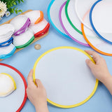 BENECREAT 32Pcs 8 Colors Rainbow Edge White Foldable Fan, 9.8inch Nylon Sublimation Fans Foldable Flying Disc Fans Colorful Edge Fan Set with Bag for Wedding Summer Outdoor Activity BENECREAT