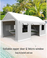 IDEALHOUSE 10x20ft Heavy Duty Carport with Roll-Up Windows - Portable Garage with Removable Sidewalls & Doors, All-Season Tarp Shelter for Cars, Trucks, Boats & Motorcycles (White) IDEALHOUSE