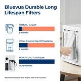 Bluevua RO100ROPOT-UV Reverse Osmosis System Countertop Water Filter - 6 Stage Purification with UV and Remineralization, Counter RO Filtration, Portable Water Purifier Bluevua