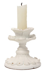 SOFE White Candle Stick Holder Vintage, Flower Candlestick Holder, 3 Inch Resin Taper Candle Holder Small, Short Rustic Candle Centerpieces for Tables, Wedding, Dining, Party SOFE