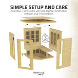 SteamSpa 1-5 Person Low EMF Carbon FAR Infrared Hemlock Wood and Tempered Glass Indoor Home Sauna Room with LED Touch Control Panel, Color LED Therapy Light, Bluetooth Speaker, Oxygen SteamSpa