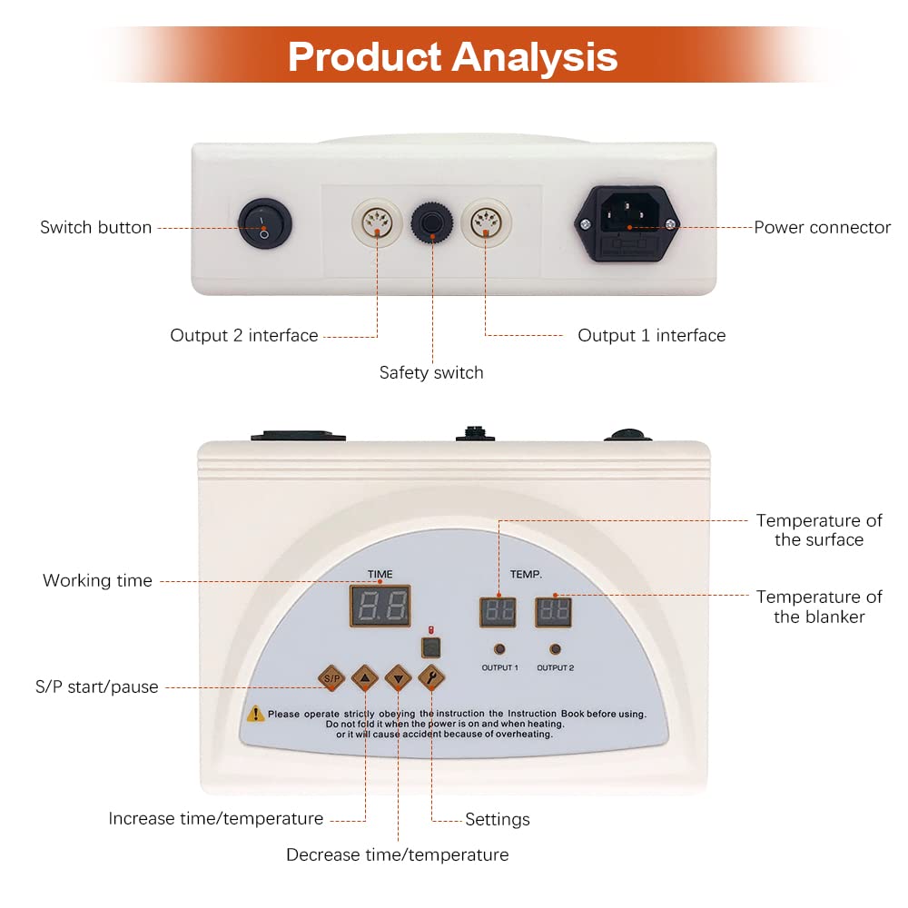 TaTalife Infrared Sauna Blanket Controller, Digital Heat 2 Zone Sauna with Remote Control, Professional Detox Anti Ageing Beauty Machine, Sauna Blanket Replacement Parts (NOT Included Blankets) TaTalife