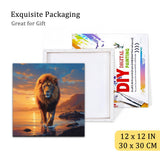 Natuyalo Paint by Numbers Kit for Adults Framed - Lion Paint by Number on Canvas with Frame, Animal DIY Acrylic Painting by Number Ideal Gift Home Wall Decor (12x12 Inch) Natuyalo